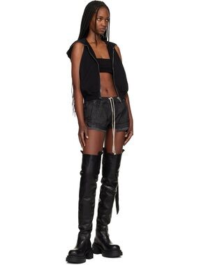 Rick Owens DRKSHDW Black Temple Fog Boxer Denim Shorts